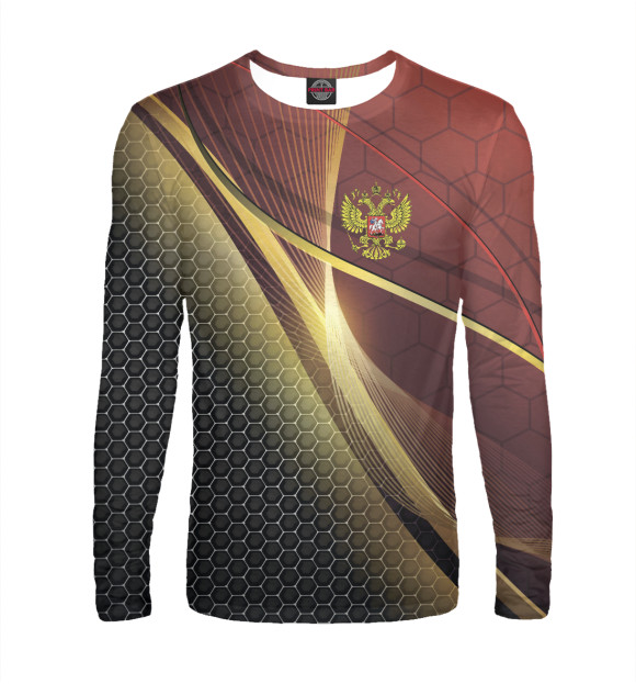 Мужской лонгслив с изображением Russia Sport: Red and Black цвета Белый