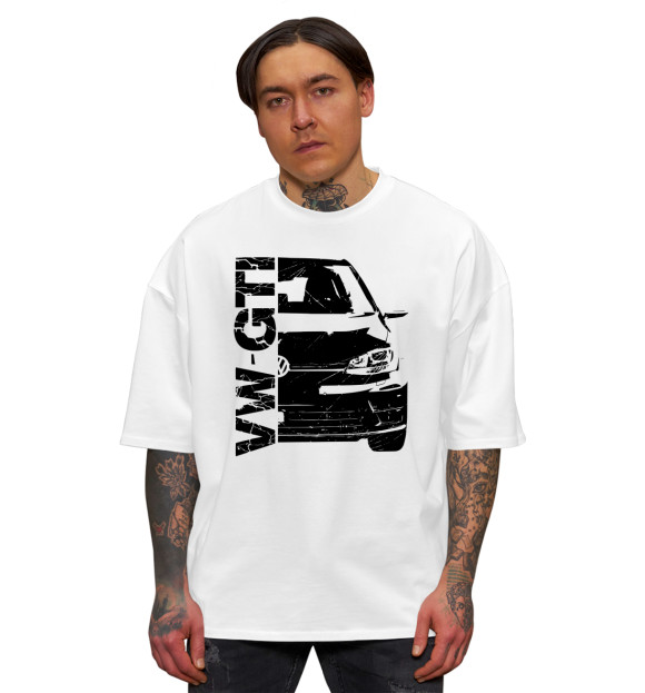 Мужская футболка оверсайз с изображением Volkswagen цвета Белый