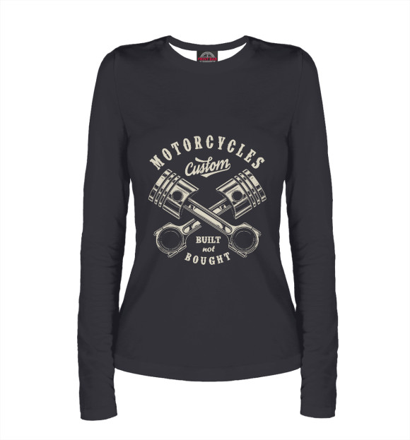 Женский лонгслив с изображением Motorcycles цвета Белый