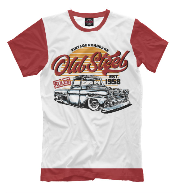 Мужская футболка с изображением Old car - vintage roadrage цвета Белый