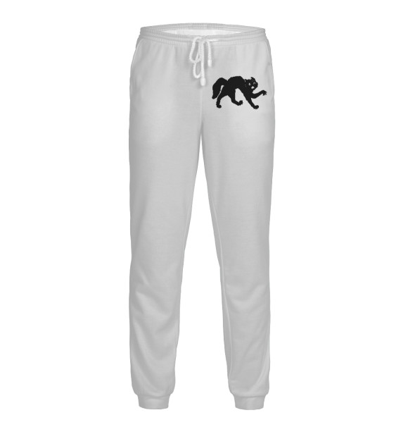 Мужские спортивные штаны с изображением Опасный кот цвета Белый