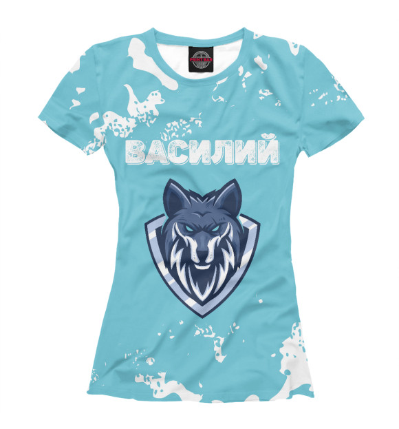 Женская футболка с изображением Василий - Волк цвета Белый