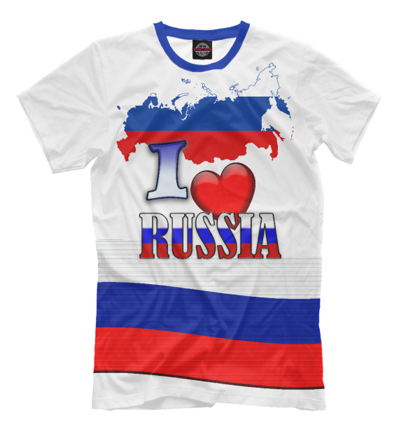 Мужская футболка с изображением LOVE РОССИЯ цвета Белый