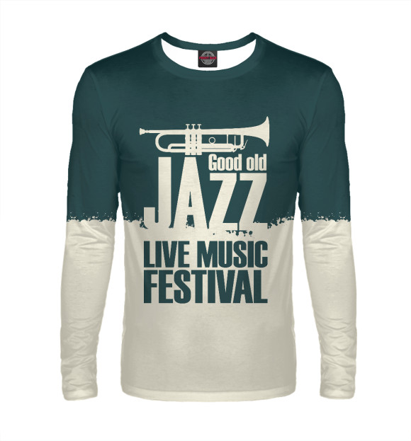 Мужской лонгслив с изображением Jazz festival цвета Белый