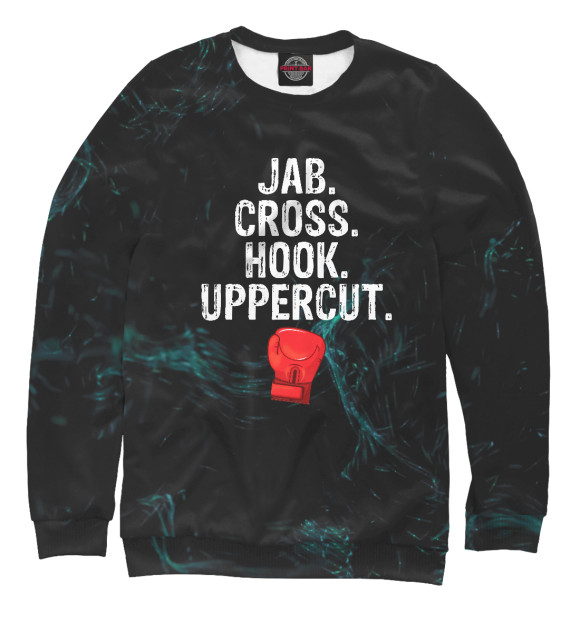 Мужской свитшот с изображением Boxer Boxing Jab Cross Hook цвета Белый