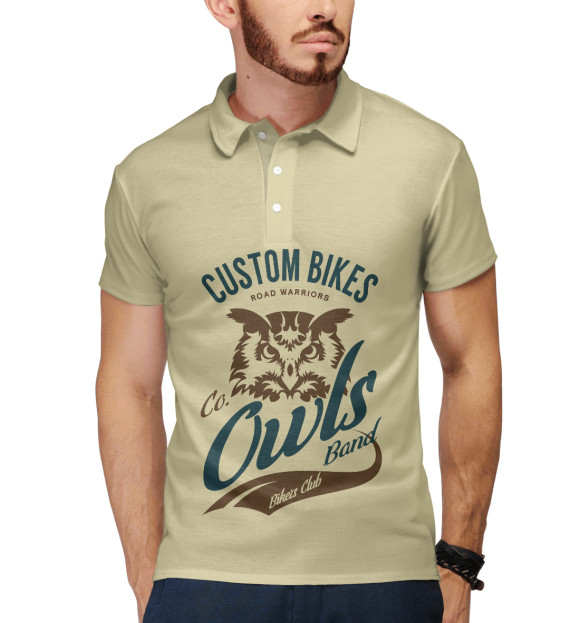 Мужское поло с изображением Bikers club цвета Белый