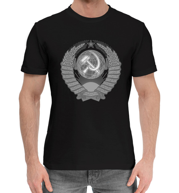 Мужская хлопковая футболка с изображением Советский Союз (СССР) цвета Черный