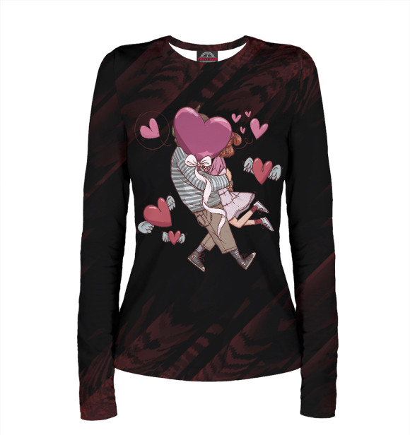 Женский лонгслив с притом Парочка цвета Белый Женский лонгслив с изображением Парочка цвета Белый