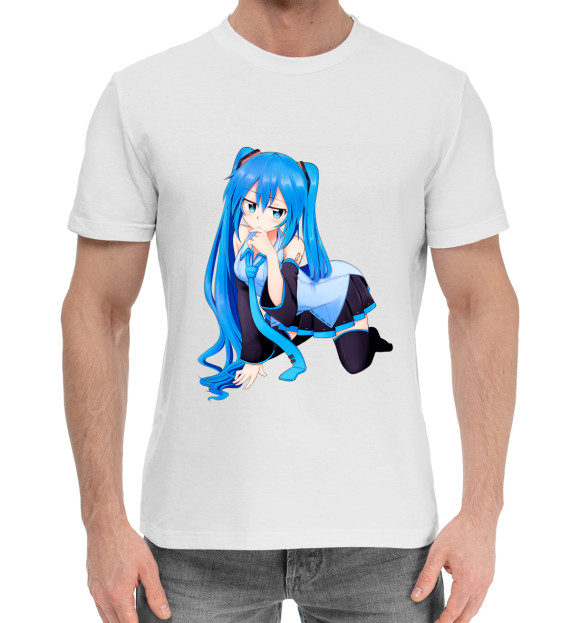 Мужская хлопковая футболка с изображением Hatsune Miku: Project DIVA цвета Белый