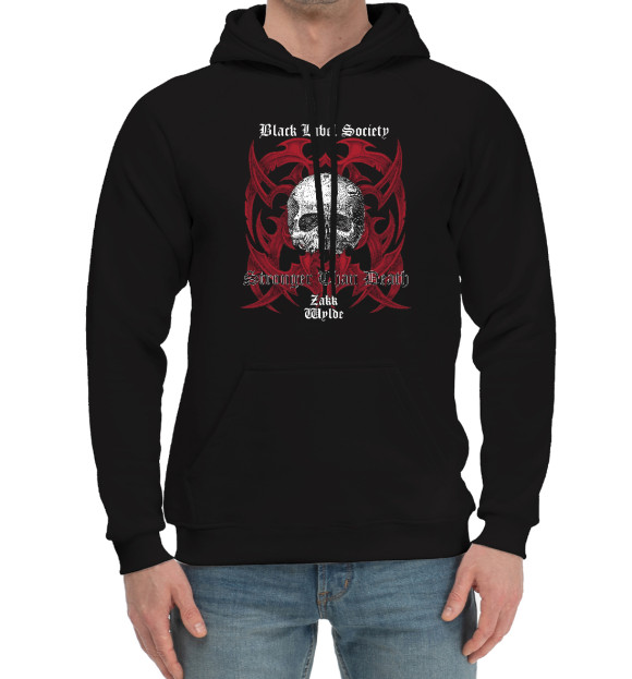 Мужской хлопковый худи с изображением Black label society цвета Черный