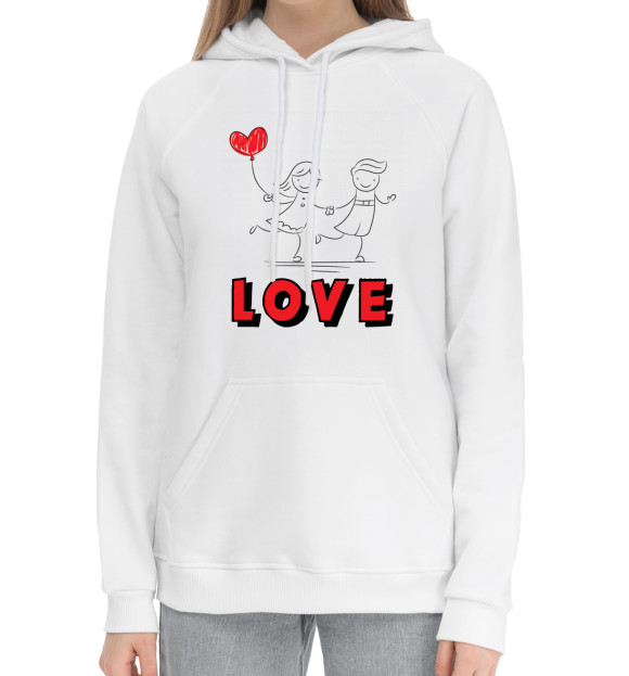Женский хлопковый худи с изображением LOVE#3 цвета Белый