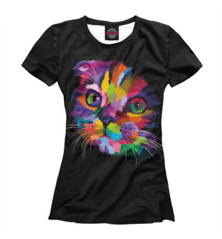 Женская футболка Радужный котенок