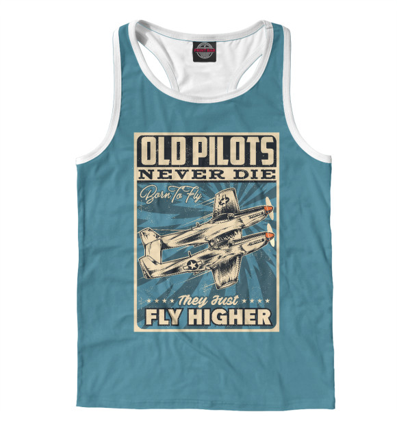 Мужская майка-борцовка с изображением Old pilots цвета Белый