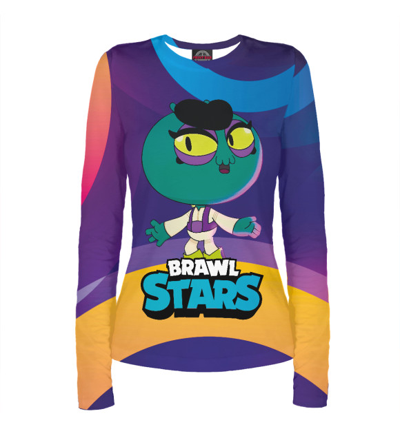 Женский лонгслив с притом Eve Ева Brawl Stars цвета Белый Женский лонгслив с изображением Eve Ева Brawl Stars цвета Белый