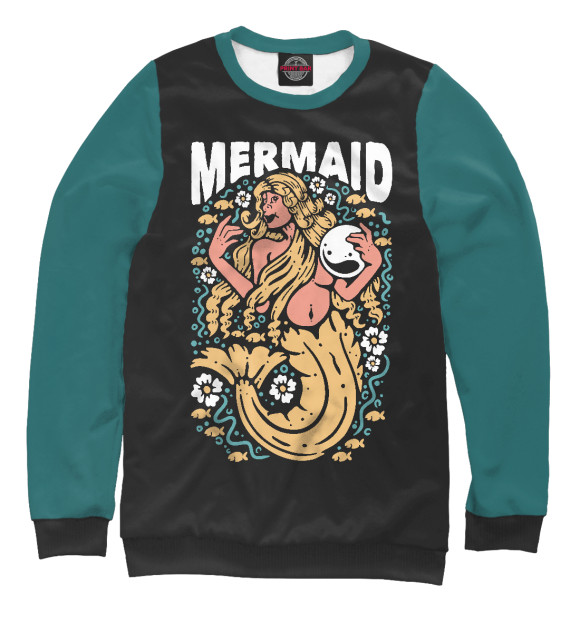 Свитшот для мальчиков с притом Златовласая Русалочка цвета Белый Свитшот для мальчиков с изображением Златовласая Русалочка цвета Белый