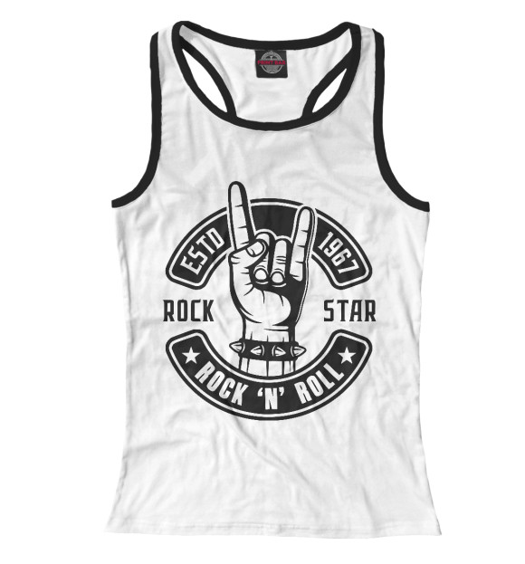 Женская майка-борцовка с изображением Rock Star цвета Белый
