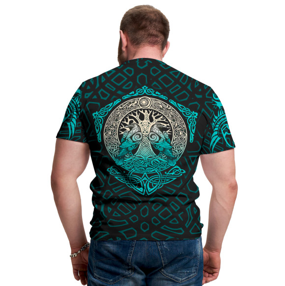 Мужская футболка с изображением Вороны Одина цвета Белый