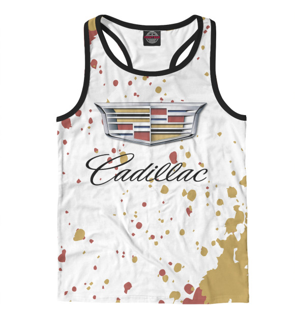 Мужская майка-борцовка с изображением Cadillac цвета Белый