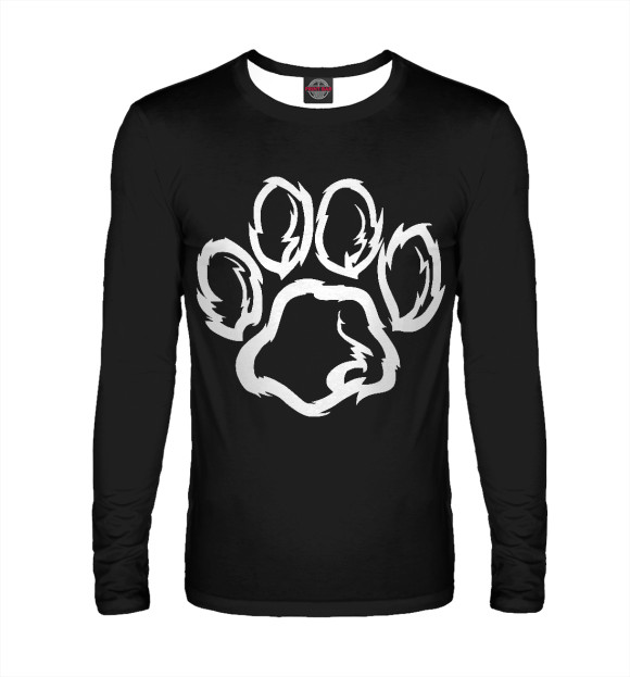 Мужской лонгслив с изображением След лапы цвета Белый