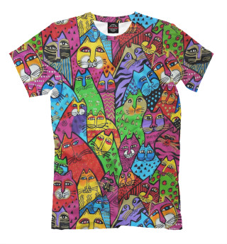 Мужская футболка Котики разноцветные
