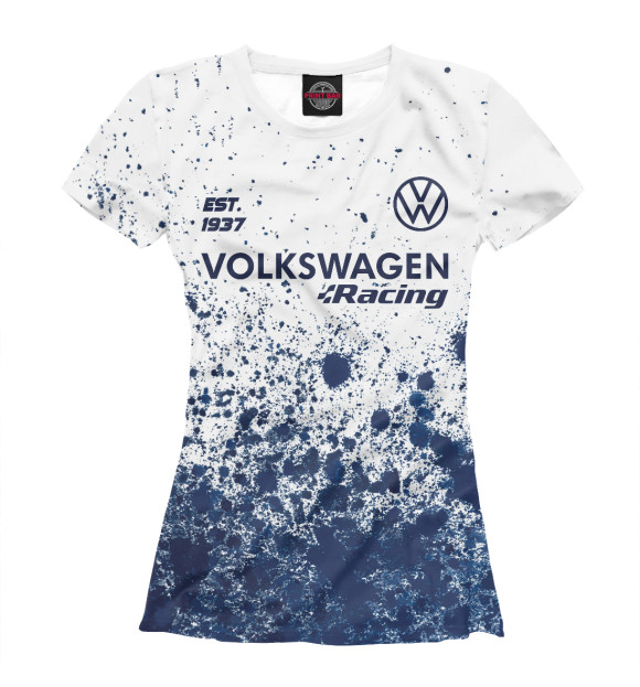 Женская футболка с изображением Volkswagen Racing | Est. 1937 цвета Белый