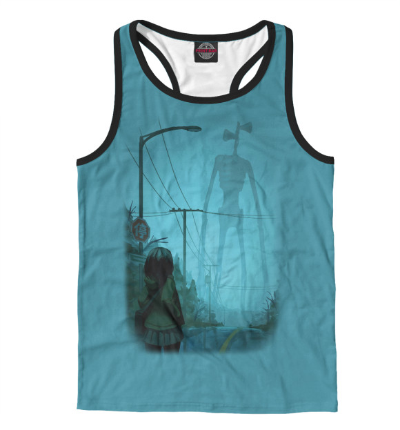 Мужская майка-борцовка с притом Сиреноголовый цвета Белый Мужская майка-борцовка с изображением Сиреноголовый цвета Белый