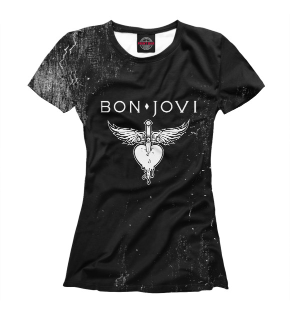 Женская футболка с изображением Bon Jovi цвета Белый