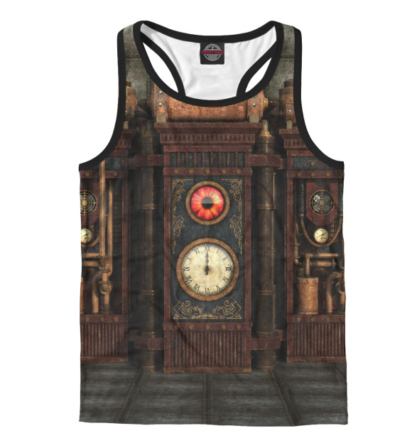 Мужская майка-борцовка с изображением Стимпанк Глаз цвета Белый