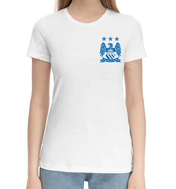 Женская хлопковая футболка с изображением Manchester City цвета Белый