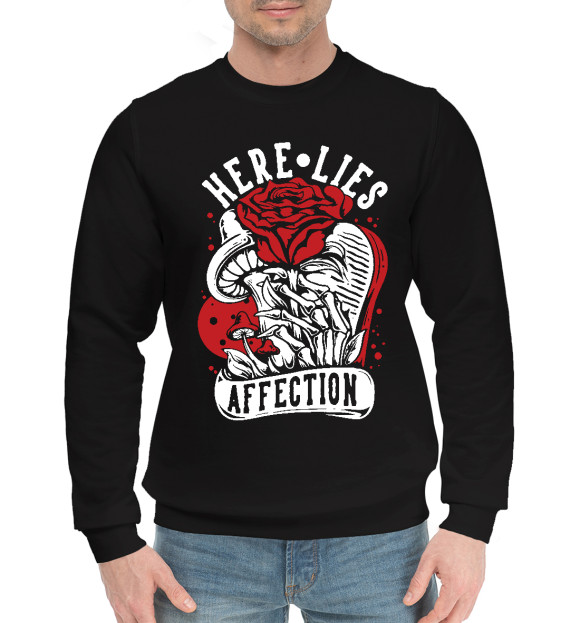Мужской хлопковый свитшот с изображением Здесь лежит привязанность цвета Черный