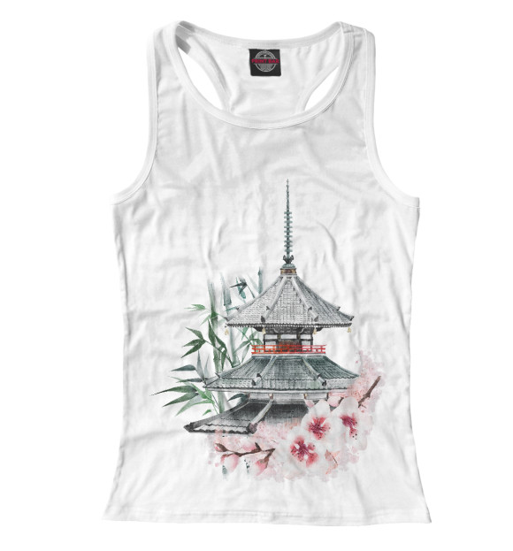 Женская майка-борцовка с изображением Весна в Японии цвета Белый
