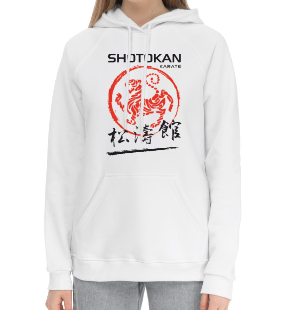 Женский хлопковый худи с изображением Shotokan Karate цвета Белый