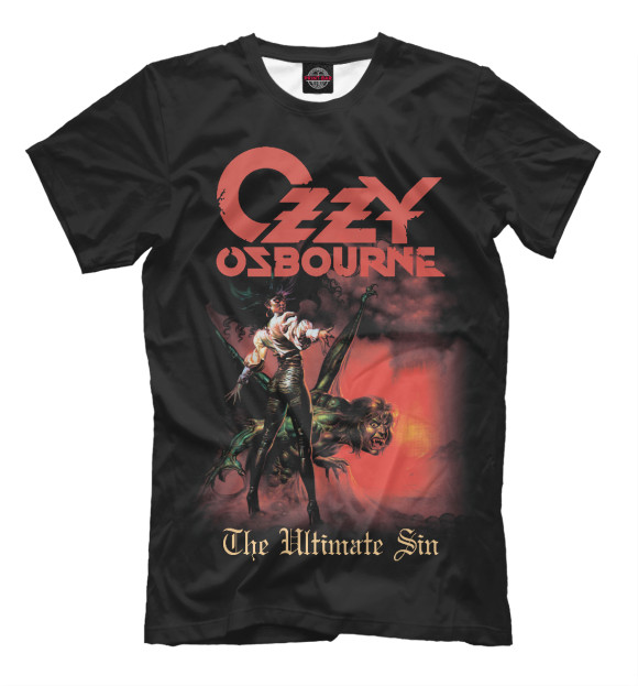 Мужская футболка с изображением Ozzy Osbourne Ult Sin цвета Белый