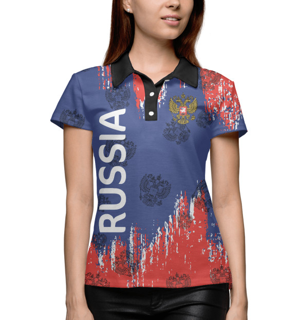 Женское поло с изображением Патриот России цвета Белый