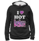 Женское худи I Love Hot Bebra на чёрном фоне