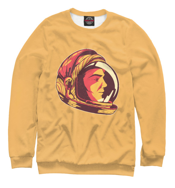 Мужской свитшот с изображением Ретро астронавт цвета Белый