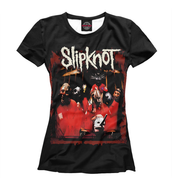 Женская футболка с притом Slipknot цвета Белый Женская футболка с изображением Slipknot цвета Белый