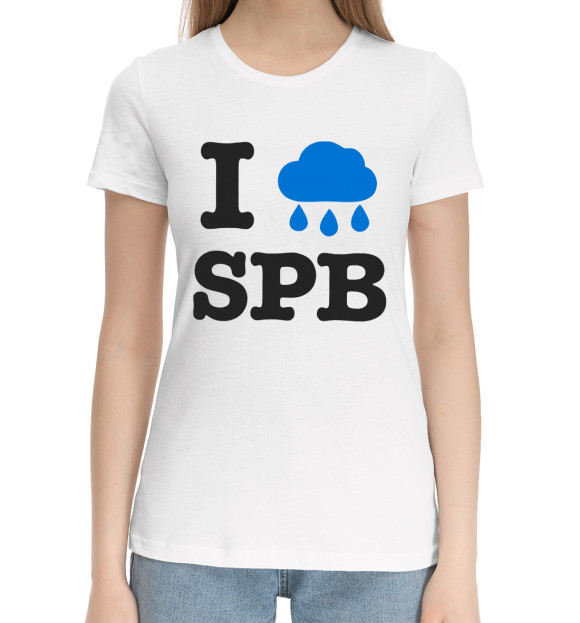 Женская хлопковая футболка с изображением Я люблю Санкт-Петербург цвета Белый