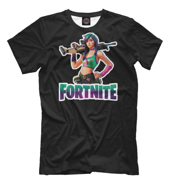 Футболка для мальчиков с изображением Fortnite - Girl with Gun цвета Белый