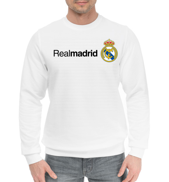 Мужской хлопковый свитшот с изображением Real Madrid цвета Белый