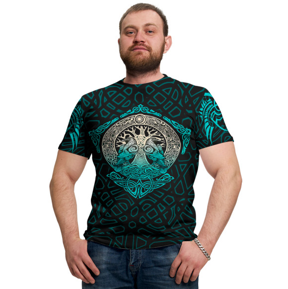 Мужская футболка с изображением Вороны Одина цвета Белый