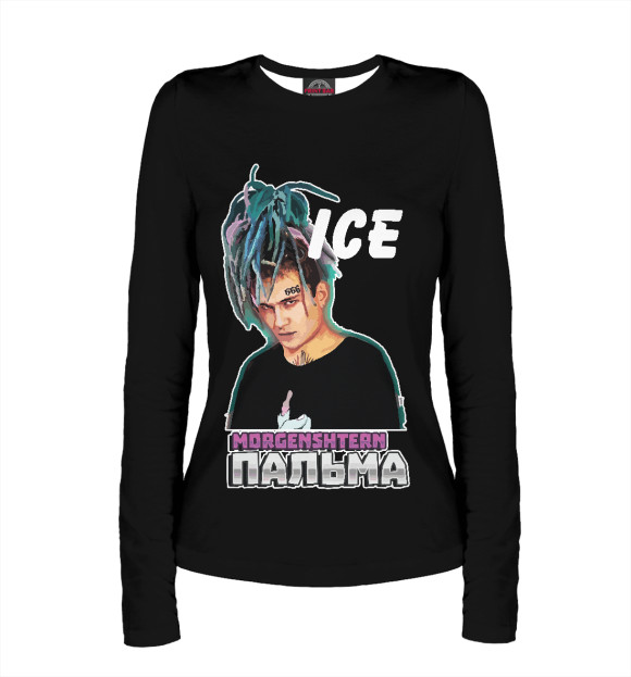 Женский лонгслив с притом Morgenshtern цвета Белый Женский лонгслив с изображением Morgenshtern цвета Белый