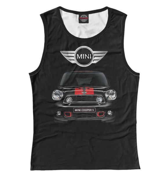 Женская майка с изображением Mini Cooper цвета Белый
