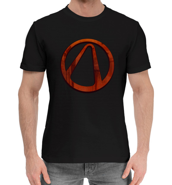 Мужская хлопковая футболка с изображением Borderlands Vault Symbol цвета Черный