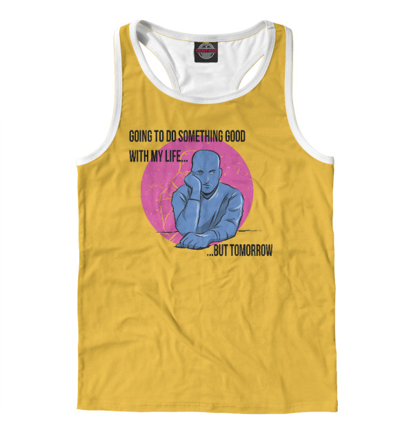 Мужская майка-борцовка с изображением Прокрастинация цвета Белый