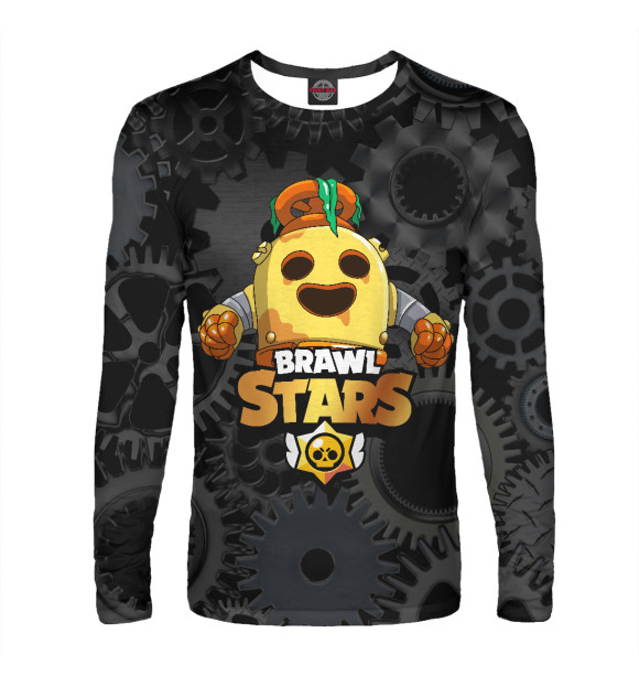 Мужской лонгслив с притом Brawl Stars Spike robot цвета Белый Мужской лонгслив с изображением Brawl Stars Spike robot цвета Белый