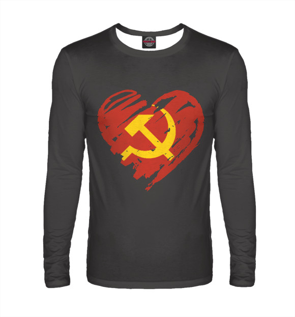 Мужской лонгслив с изображением Сердце цвета Белый