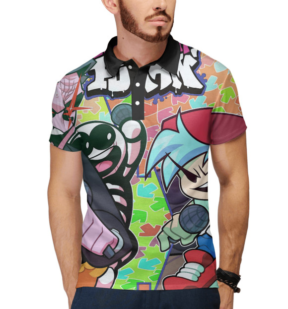 Мужское поло с изображением Friday Night Funkin цвета Белый