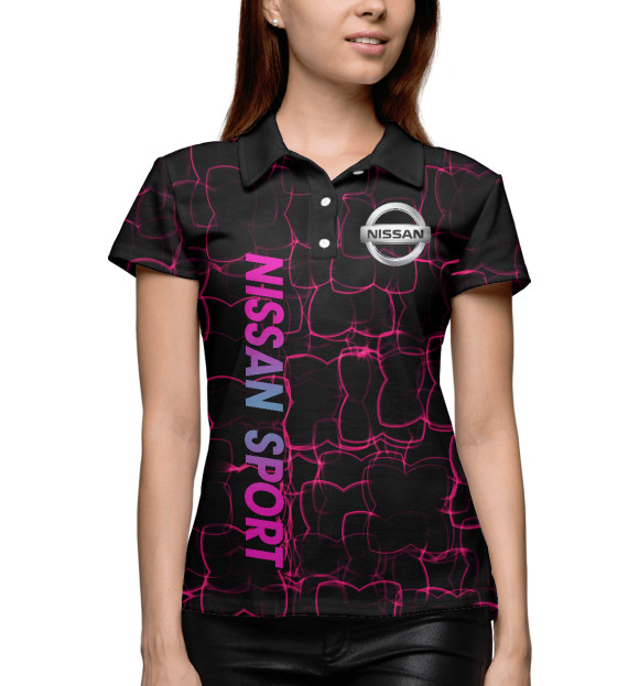 Женское поло с изображением Nissan / Ниссан цвета Белый
