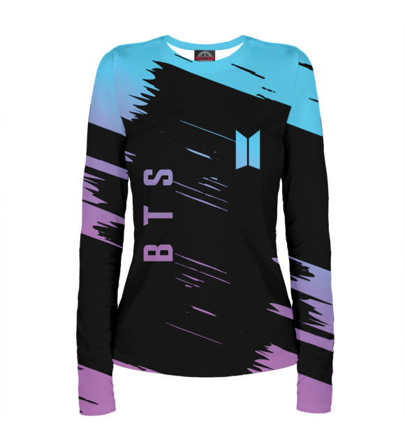 Женский лонгслив с изображением BTS цвета Белый